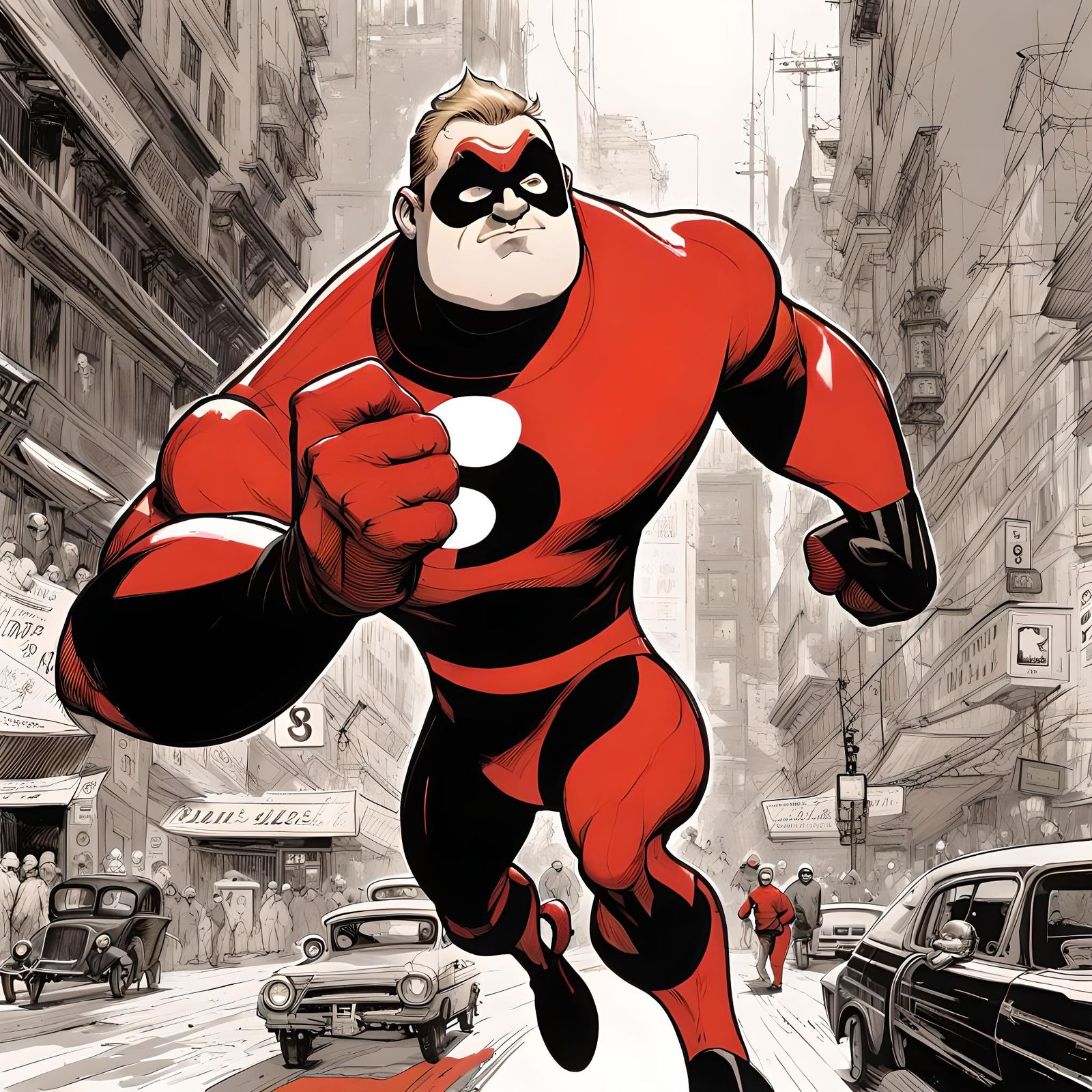 Mr. Incredible Portrait in Scribble Art Style