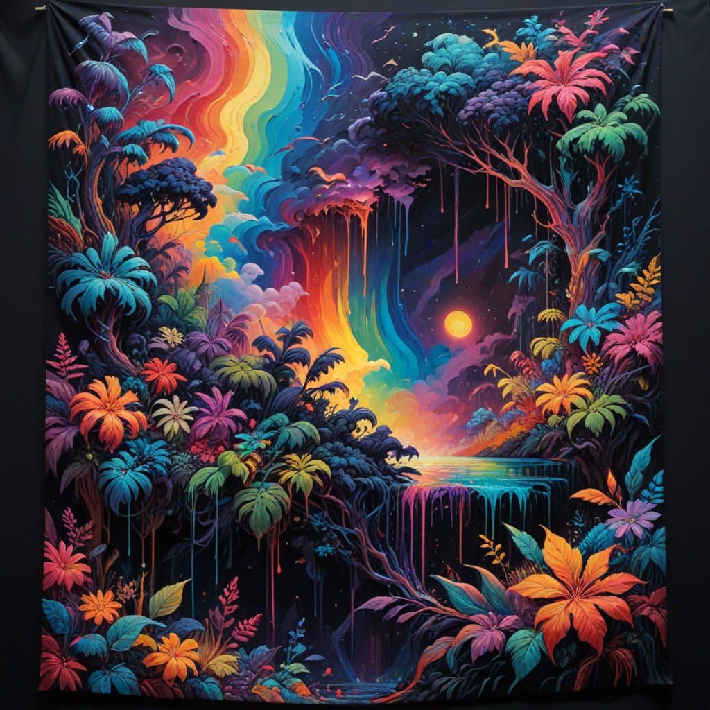 Cyberpunk Dreamscape in Vibrant Iridescent Colors