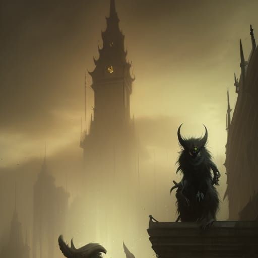 Demonic Shadow Beasts Haunt Victorian Belfry