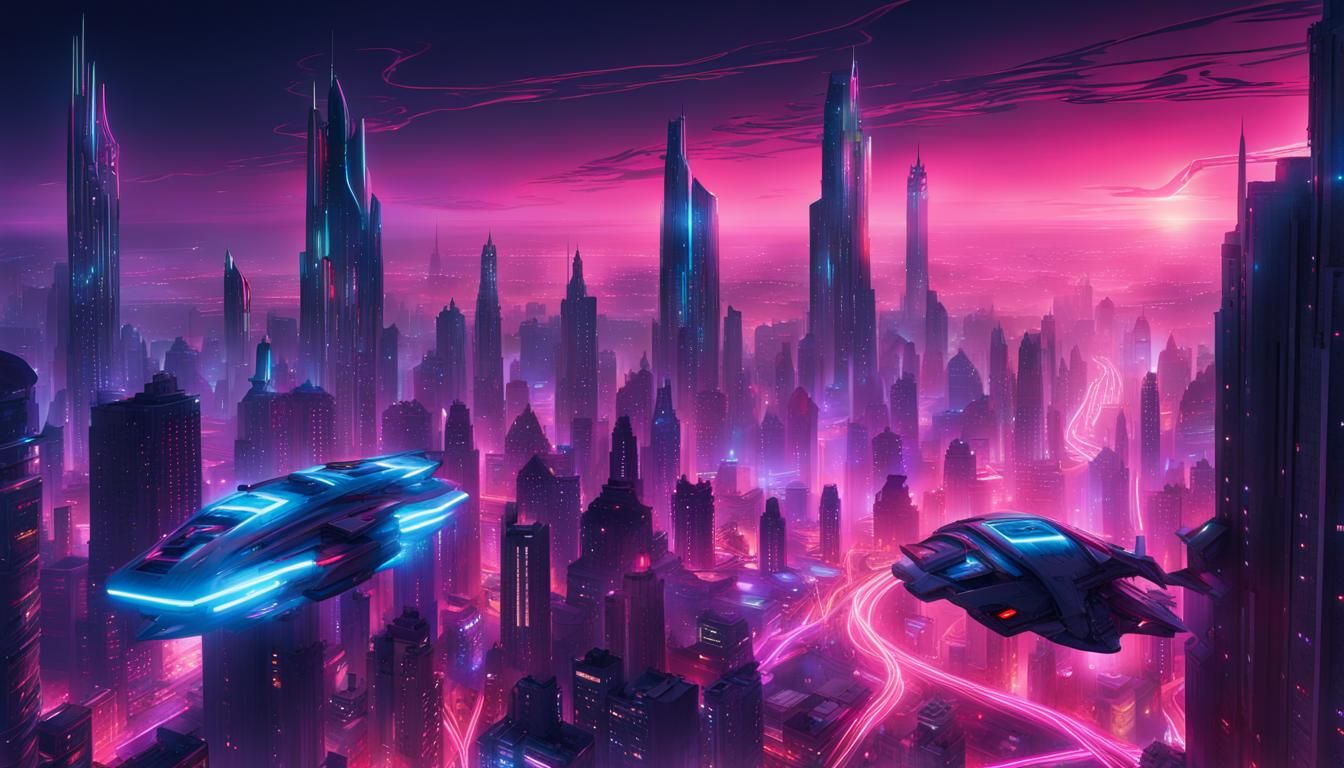Cyberpunk Cityscape with Flying Cars