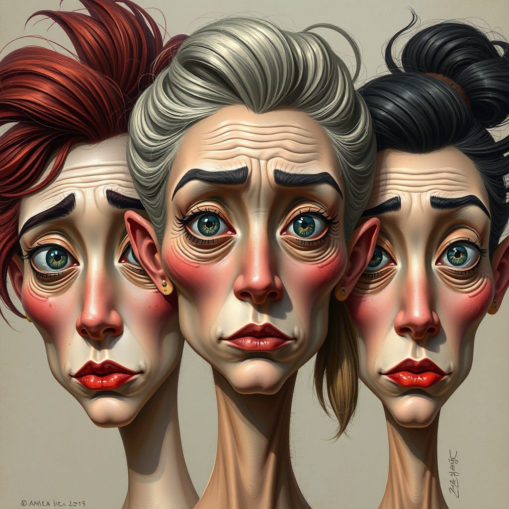 Eclectic Female Portraits with Whimsical Flair and Imperfect...