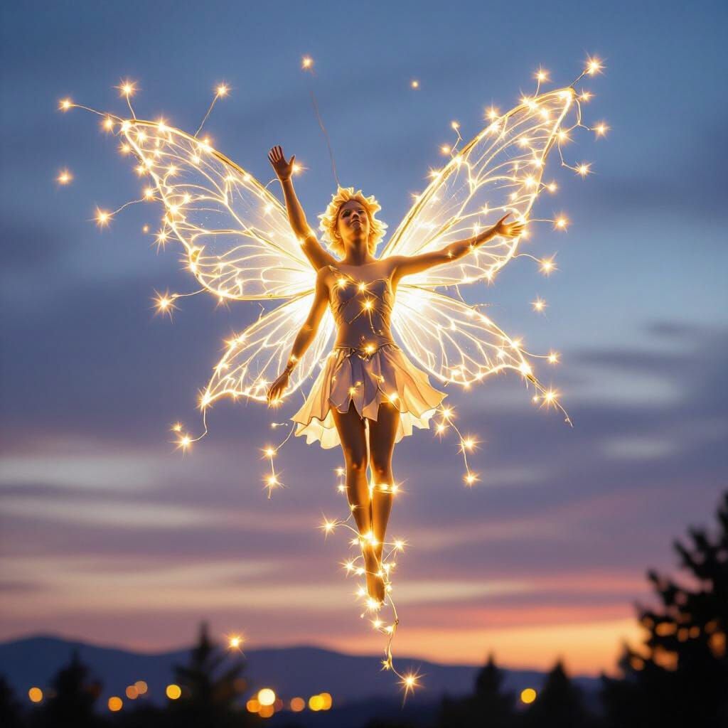 Male Fairy Illuminating the Night Sky