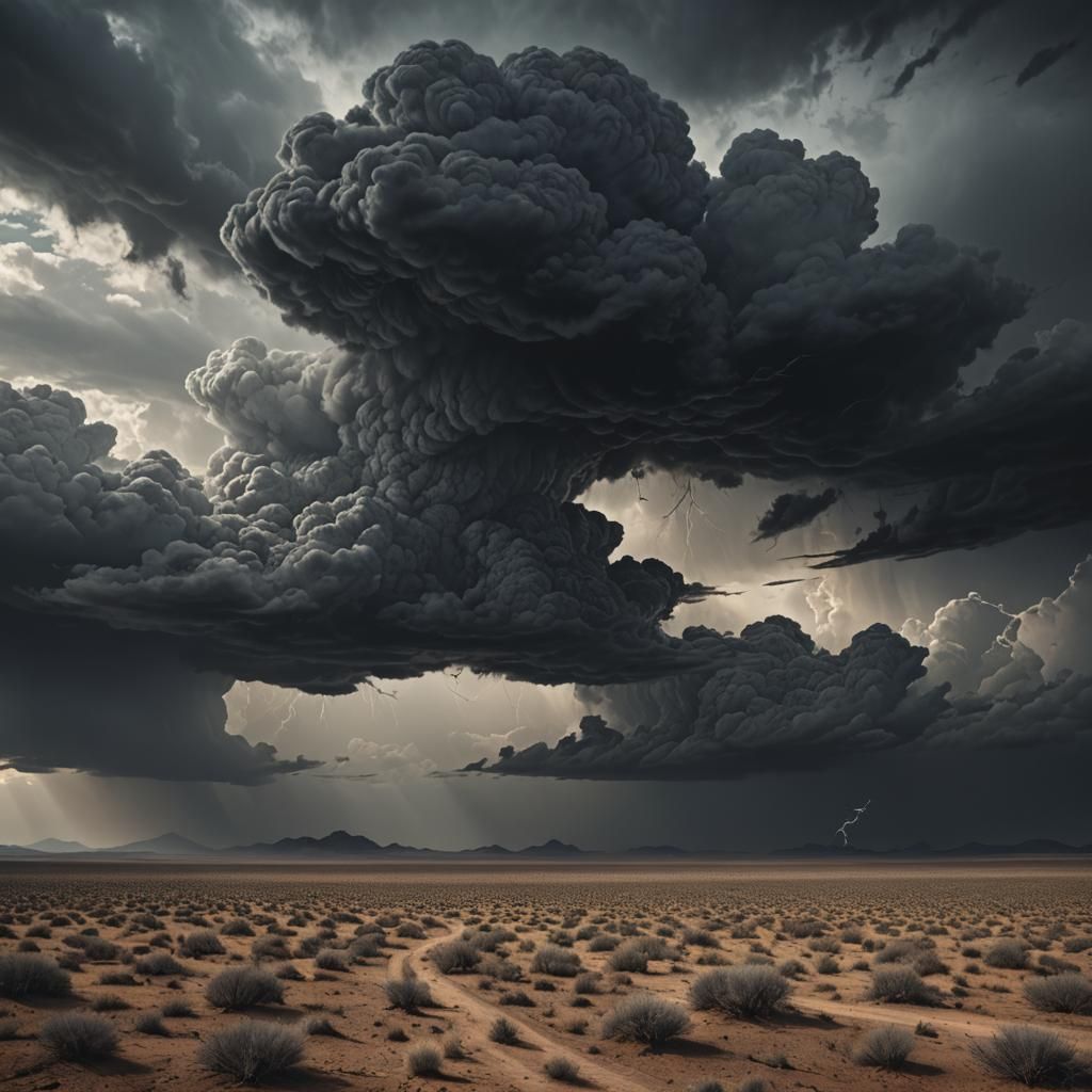 Desolate Plain Under Gray Sky: Digital Matte Painting