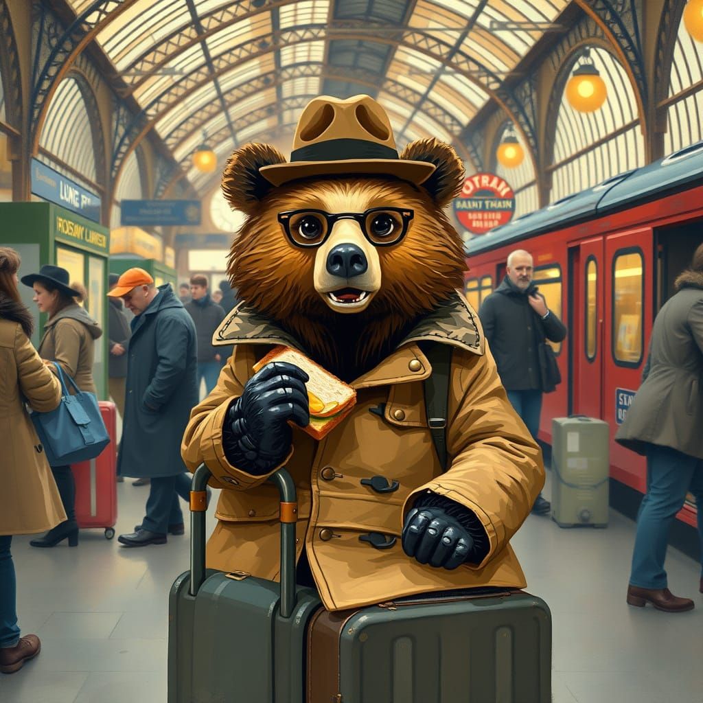 Charming Peruvian Bear Savoring Marmalade Sandwich in London...