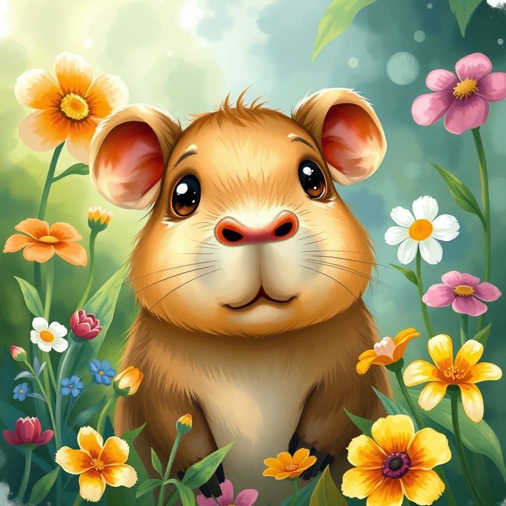 Capybara in Whimsical Watercolor Style