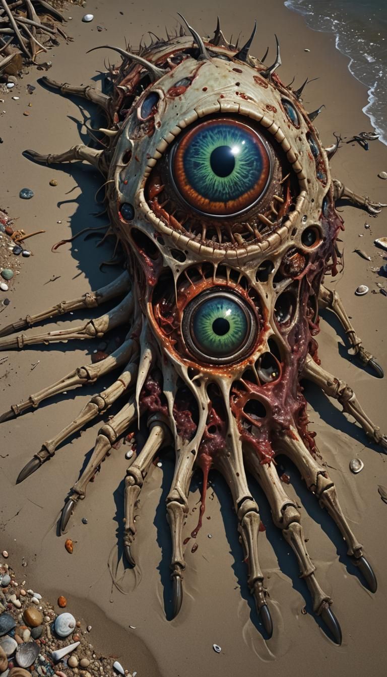 Horrific Insectoid Carcass Washed Ashore at Night