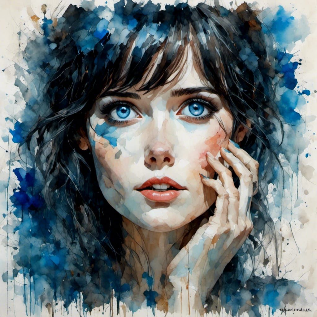 Zooey Deschanel Portrait as Digital Painting