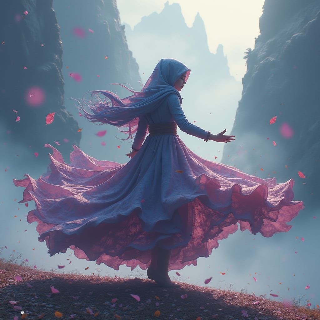 Ethereal Dance of Whirlwinds at Mountain's Base