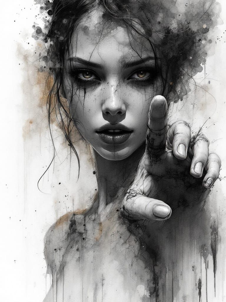 Expressive Portrait of a Woman Reaching Out