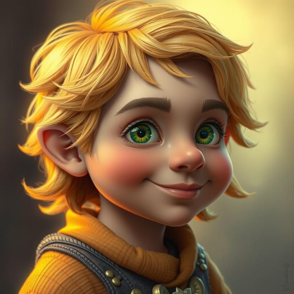 Blonde Dwarf Portrait with Golden Glow in Digital Art Style