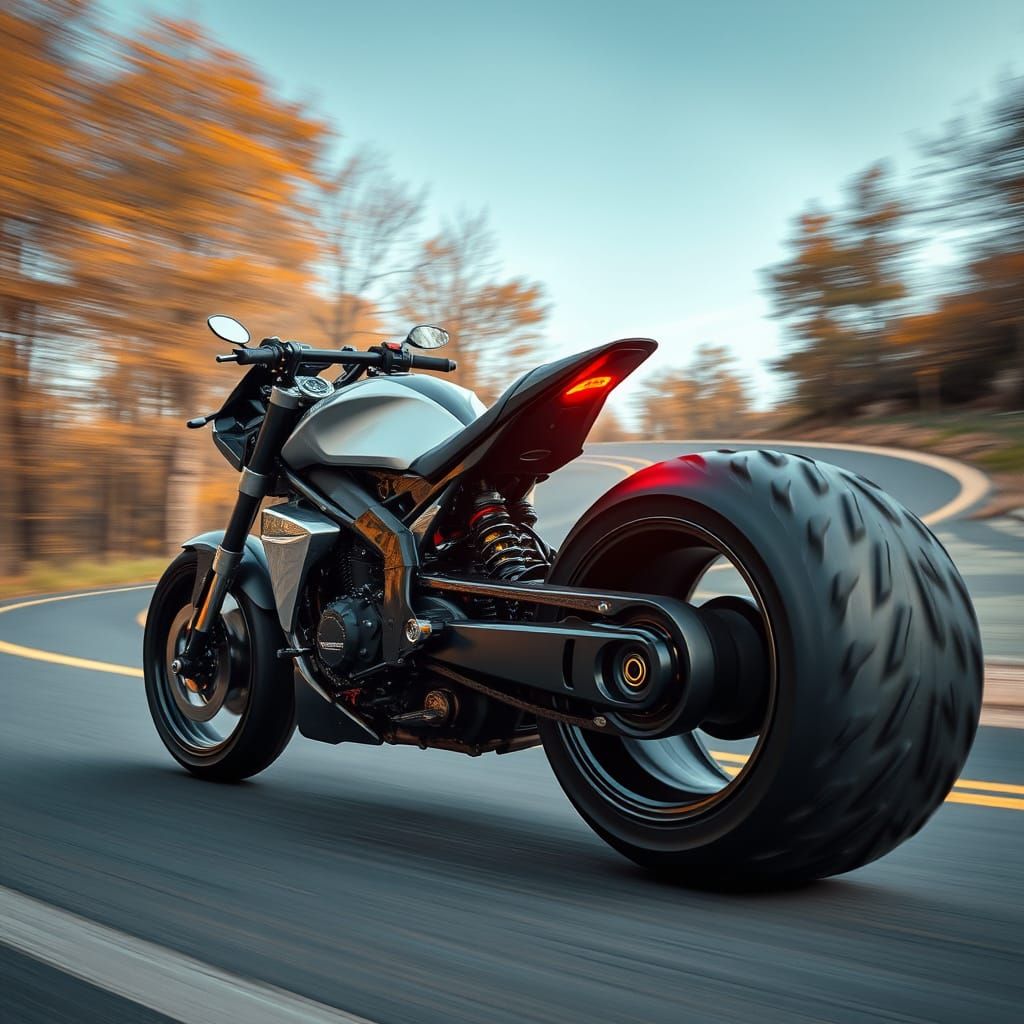 Monster truck racing slick tire as a rear tire on a street b...