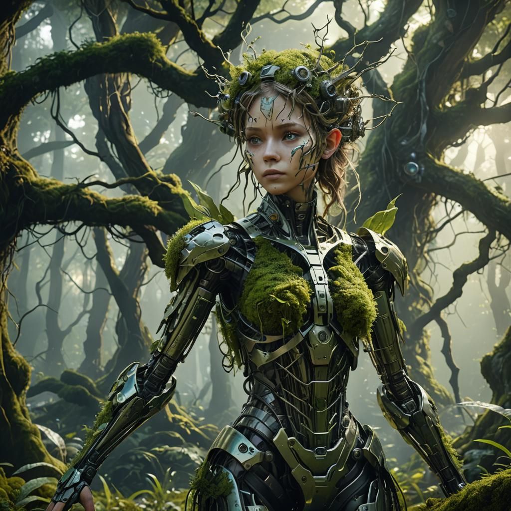 Double Exposure Fairy with Intricate Mech Details