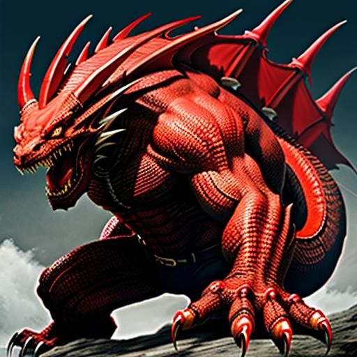 Majestic Red Dragon with Giant Claws