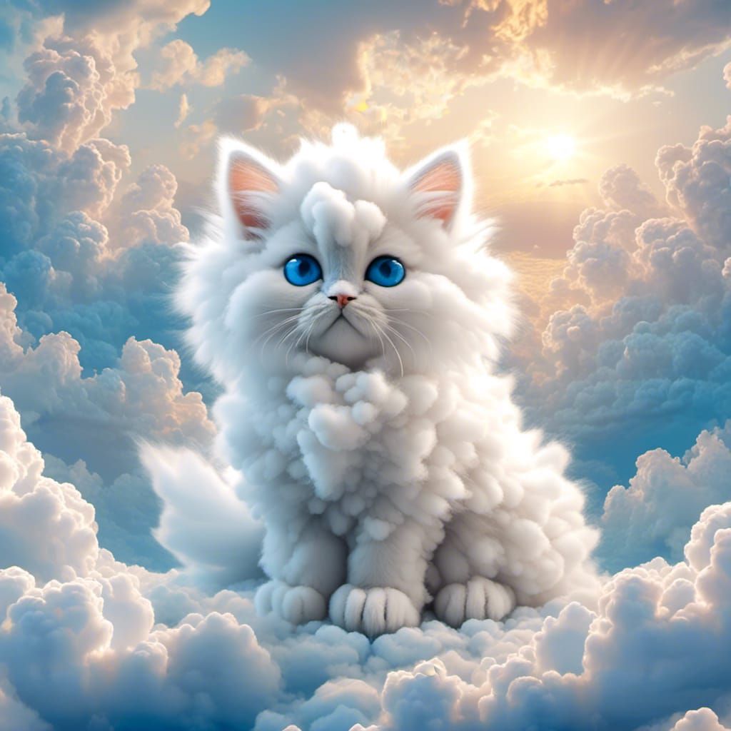 <lora:Cloud Animals:1.0> a baby kitten cloud animal