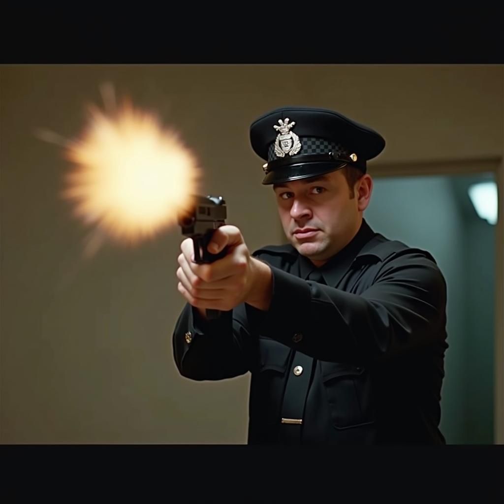 Police Film Scene: Officer Shoots Suspect