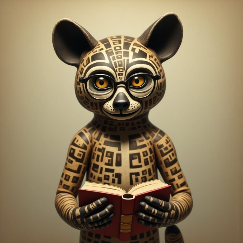 Hyena Reader in Art Brut Style