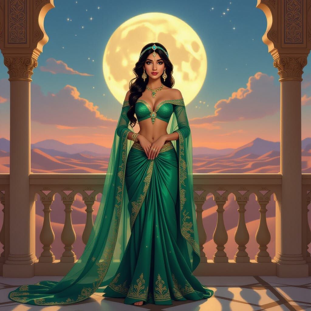 Princess Jasmine on Balcony at Twilight