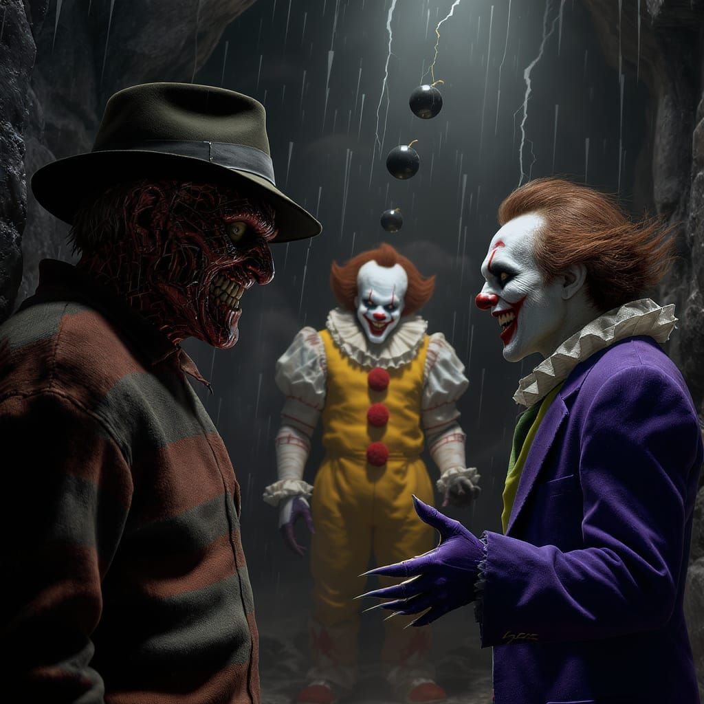 Nightmarish Clown Triangle in Hyperrealistic 3D