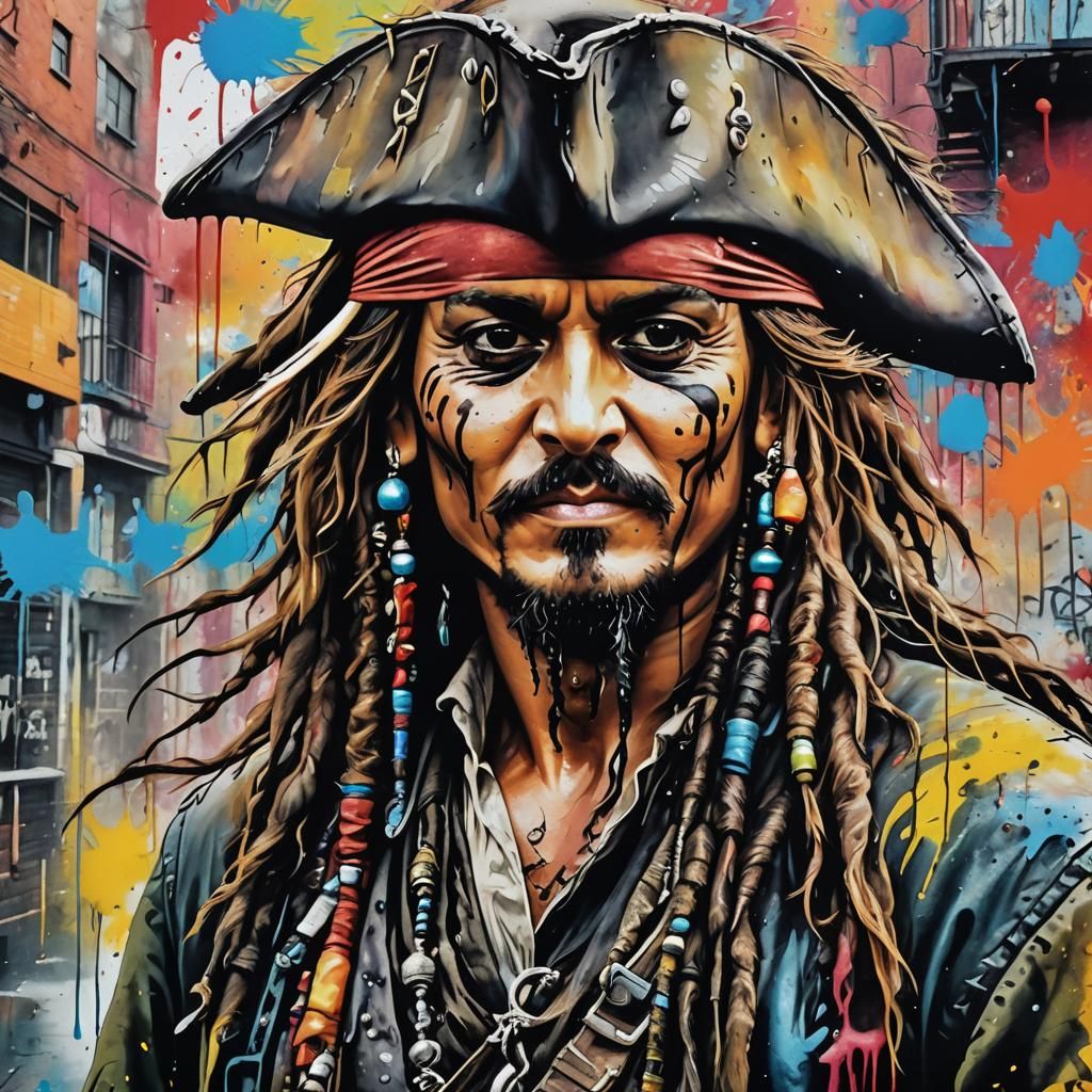 Captain Jack Sparrow Graffiti Art Portrait