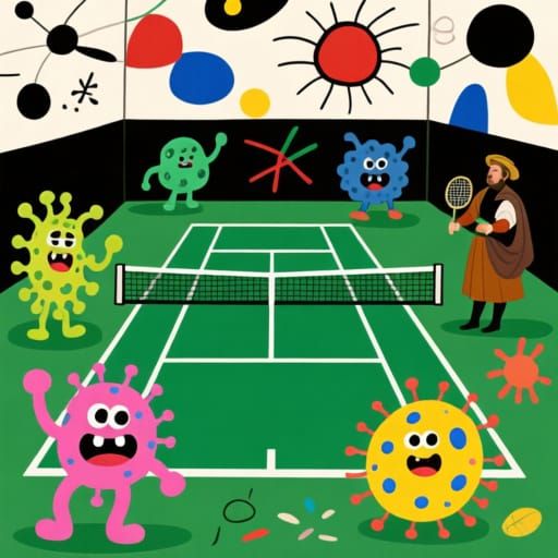 Abstract Microbes Play Tennis on Centre Court
