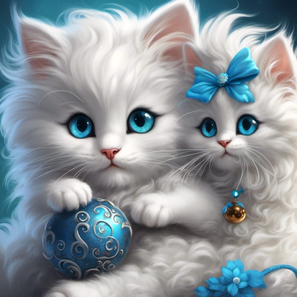 Fluffy Kitten Hugging Stuffed Mouse: Adorable Portrait