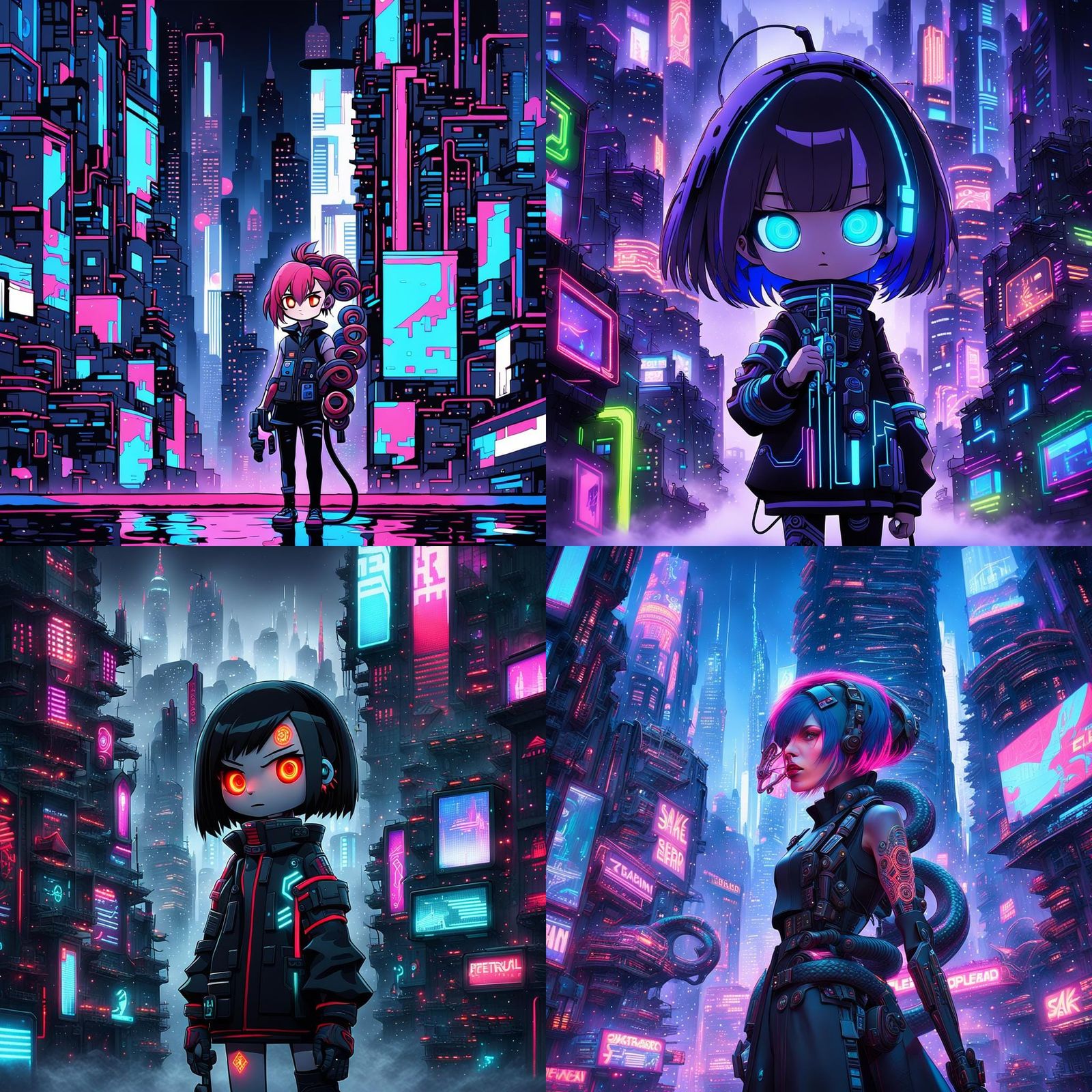 Anime Girl with Mic in Cyberpunk Style
