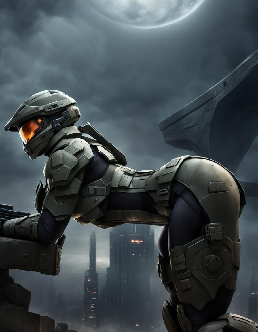 Dystopian Sci-Fi Spartan in Apocalyptic City