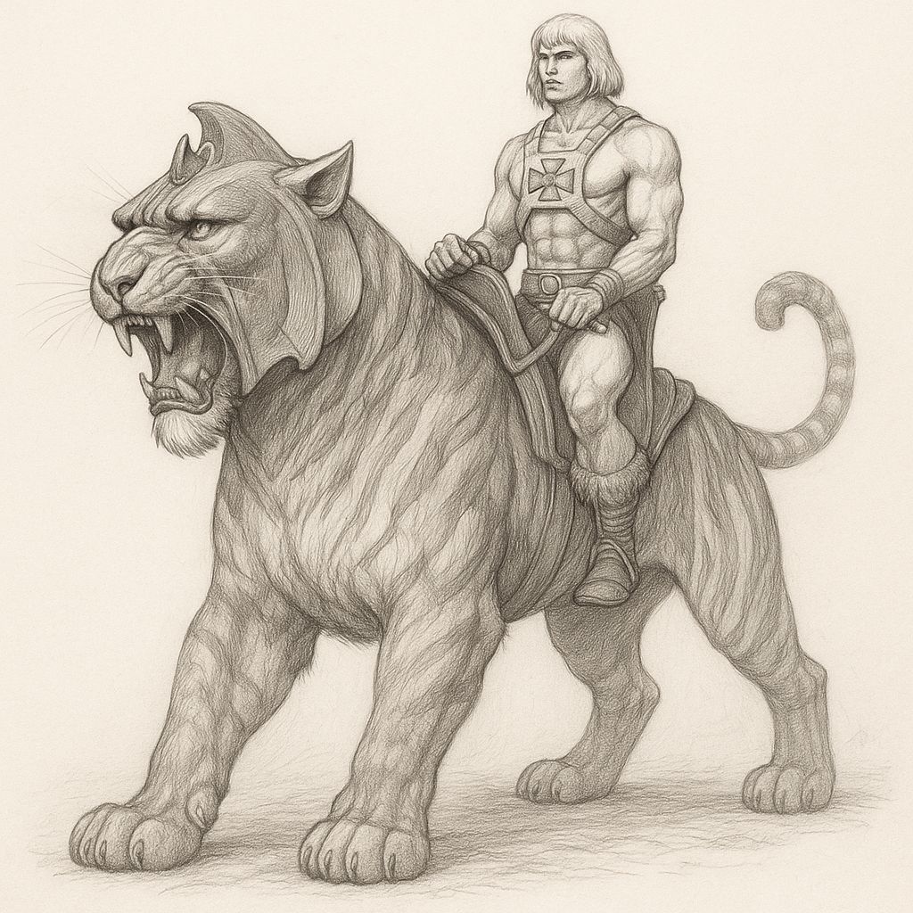 He-Man and Battle Cat Detailed Sketch