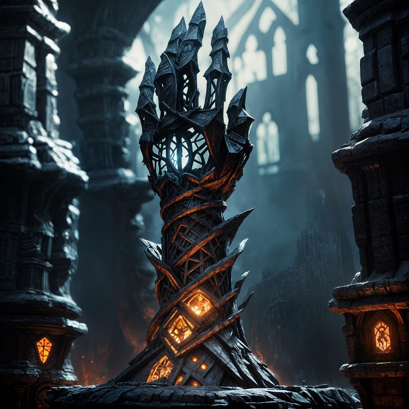 Dark Fantasy Tower Radiates Magical Energy