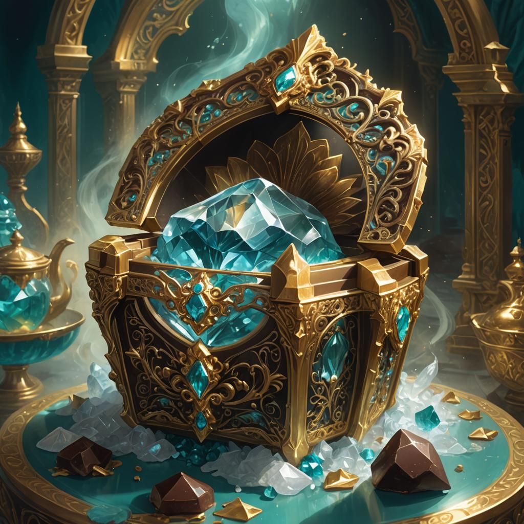 Crystal Chocolate in Ornate Box, Art Nouveau Style