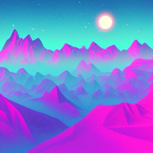 Underwater Crystal Mountains in Synthwave Style