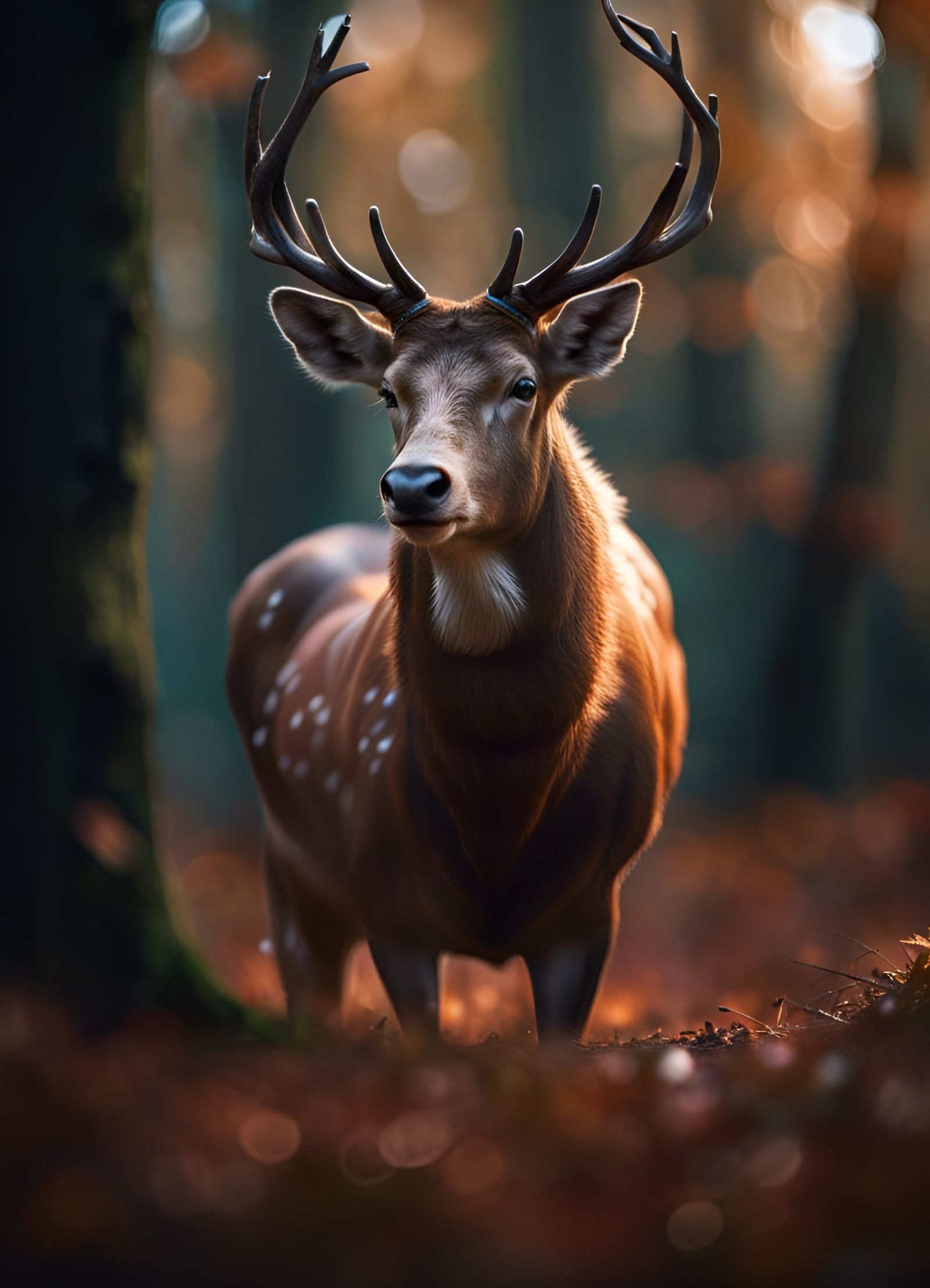 Magical Hart in Woods, Hyperrealistic Photography