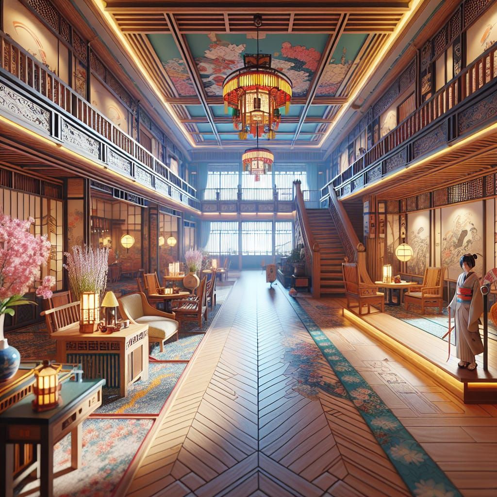 Detailed Anime-Inspired Hotel Interior in 3D