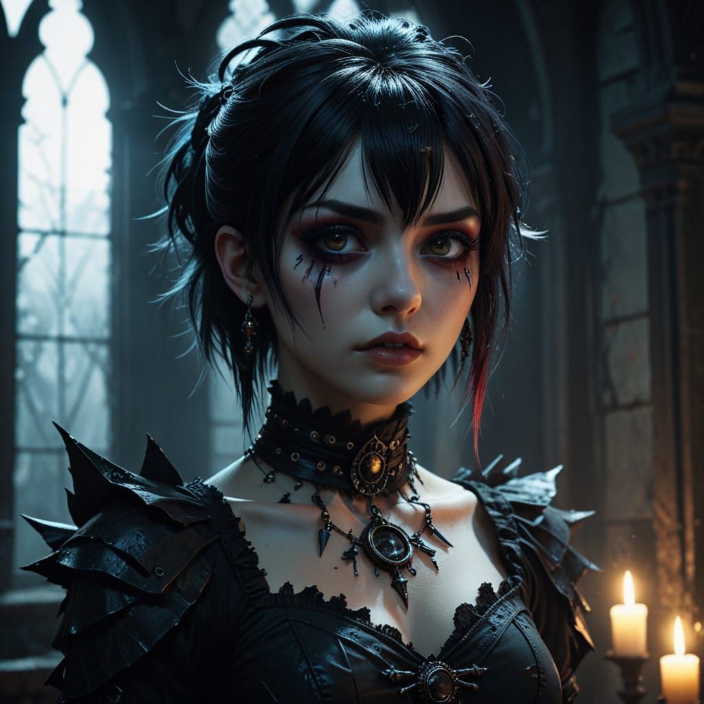 Cyber Goth Goddess in Victorian Decay