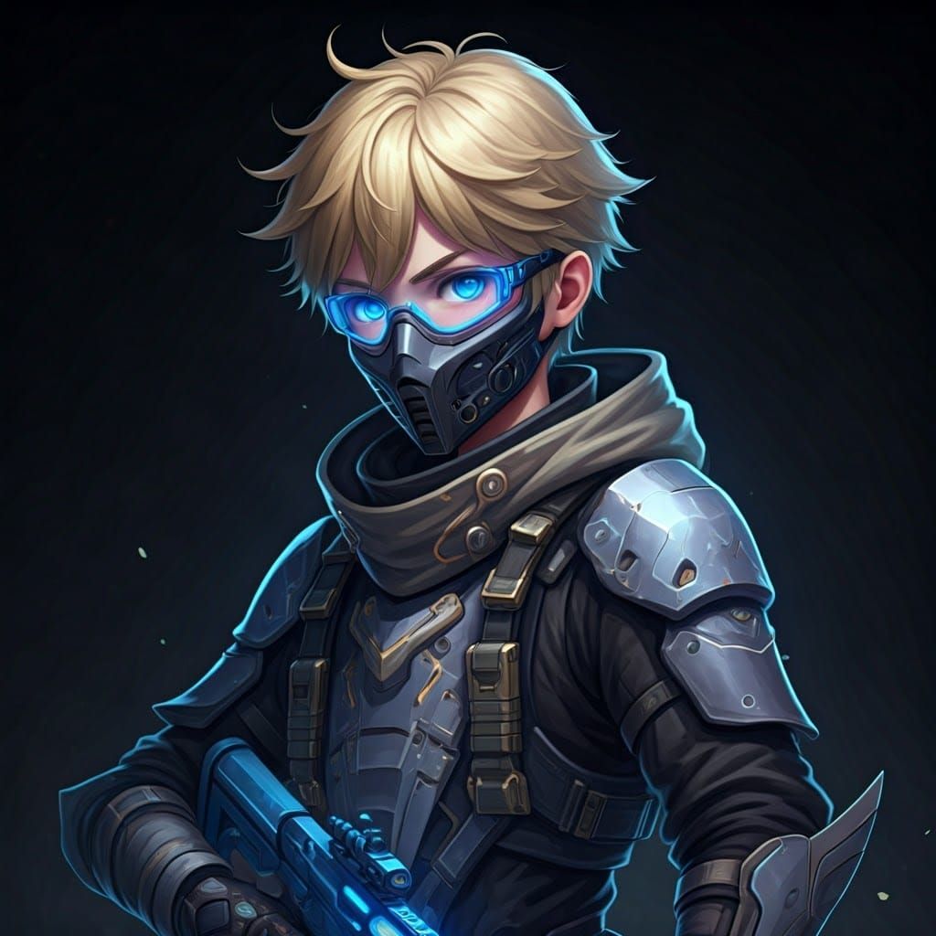 Young Hero in Futuristic Airsoft Gear