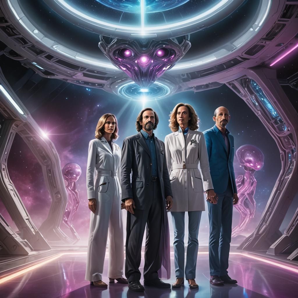 Extraterrestrial Couple in Hangar: Hyper-Realistic Concept A...