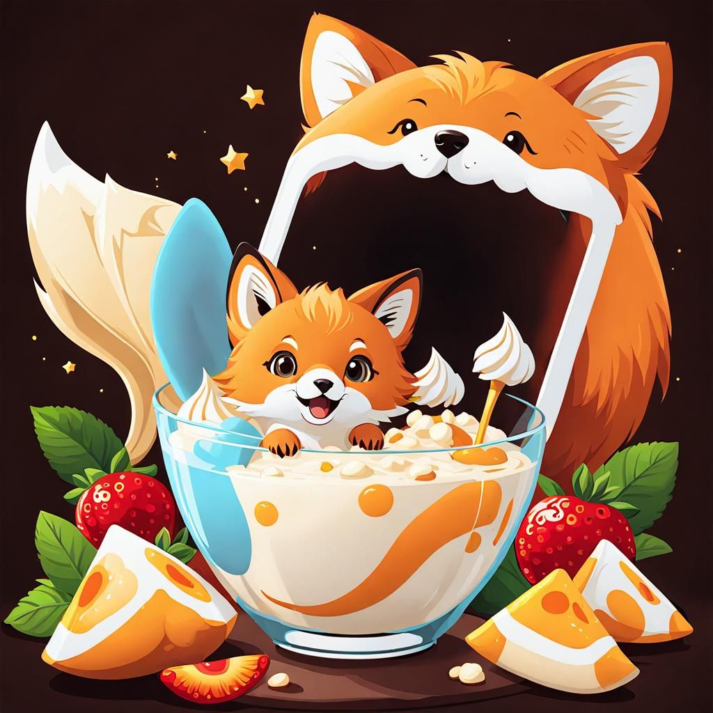 Fox and Ice Cream AI Image