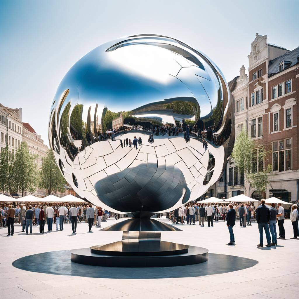 Elegant Metal Sculpture in Town Square