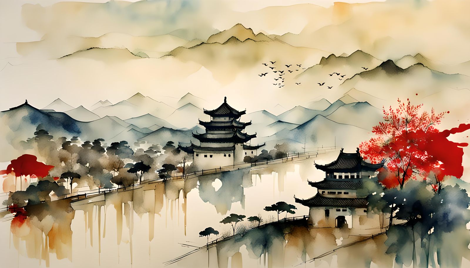 Chinese Landscape in Impressionist Style
