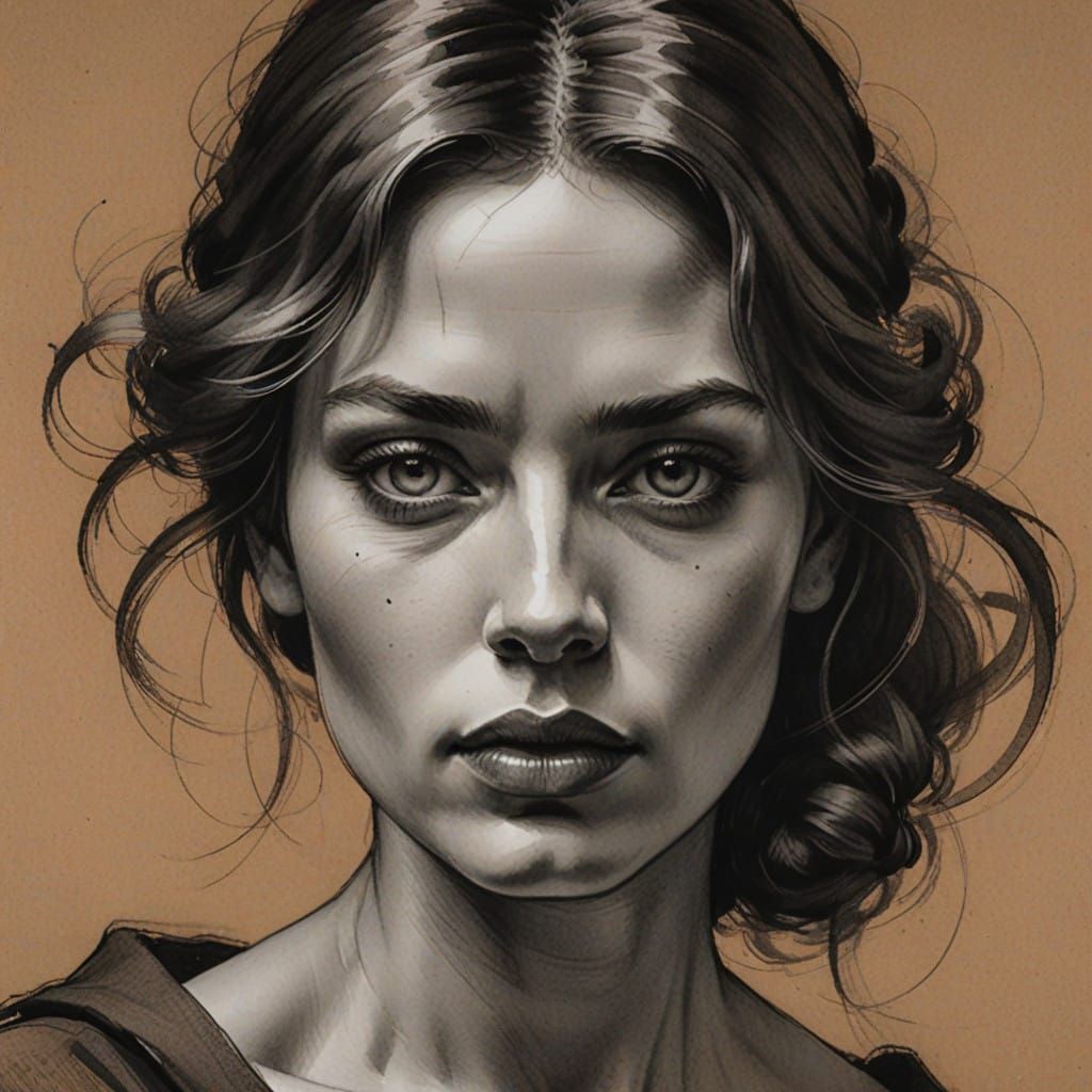 Elegant Charcoal Portrait in High Contrast