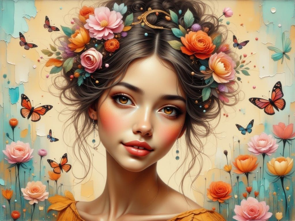 Painterly Portrait of a Whimsical Woman