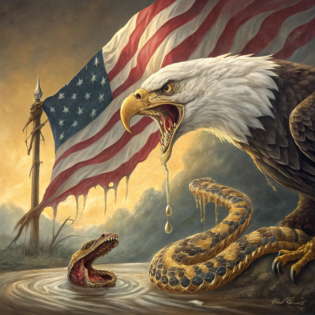 Surreal Bald Eagle Versus Rattlesnake