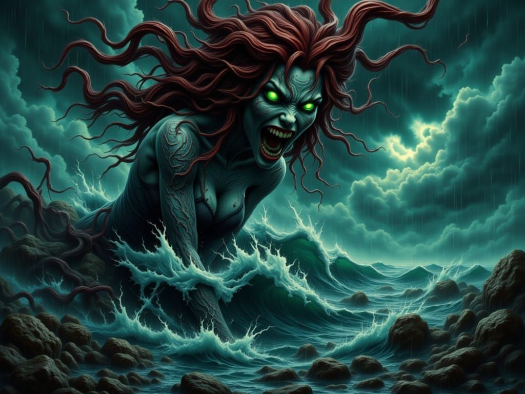 Cthulhu Hybrid Woman in Lovecraftian Style