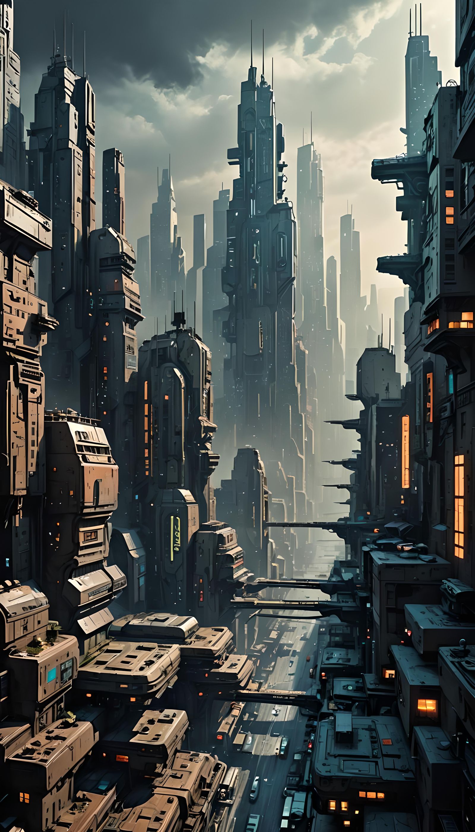 sci fi cityscape, a vision of the future. It's like Blade Ru...
