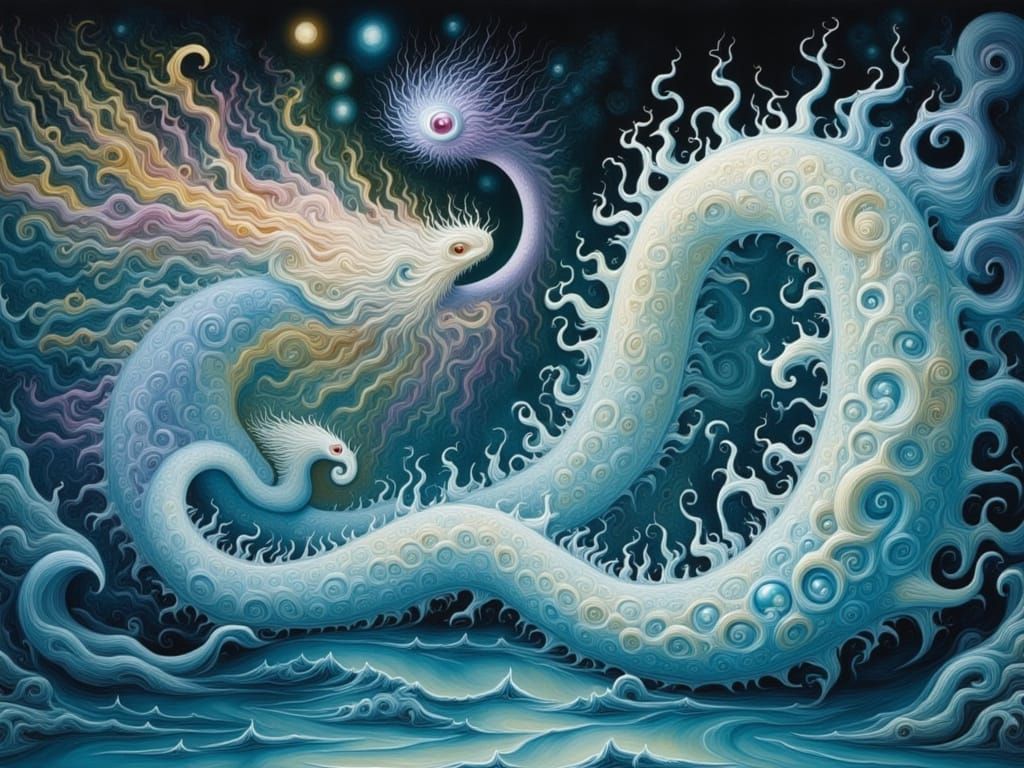 Surreal Water Dragon Ascends the Skies in Ethereal Beauty