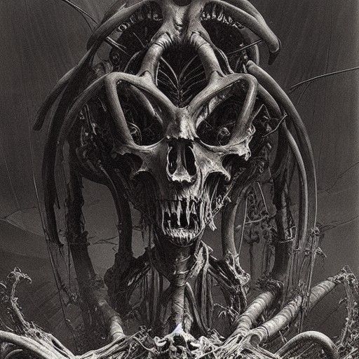 Terrifying Gashadokuro Skeleton in Horror Style