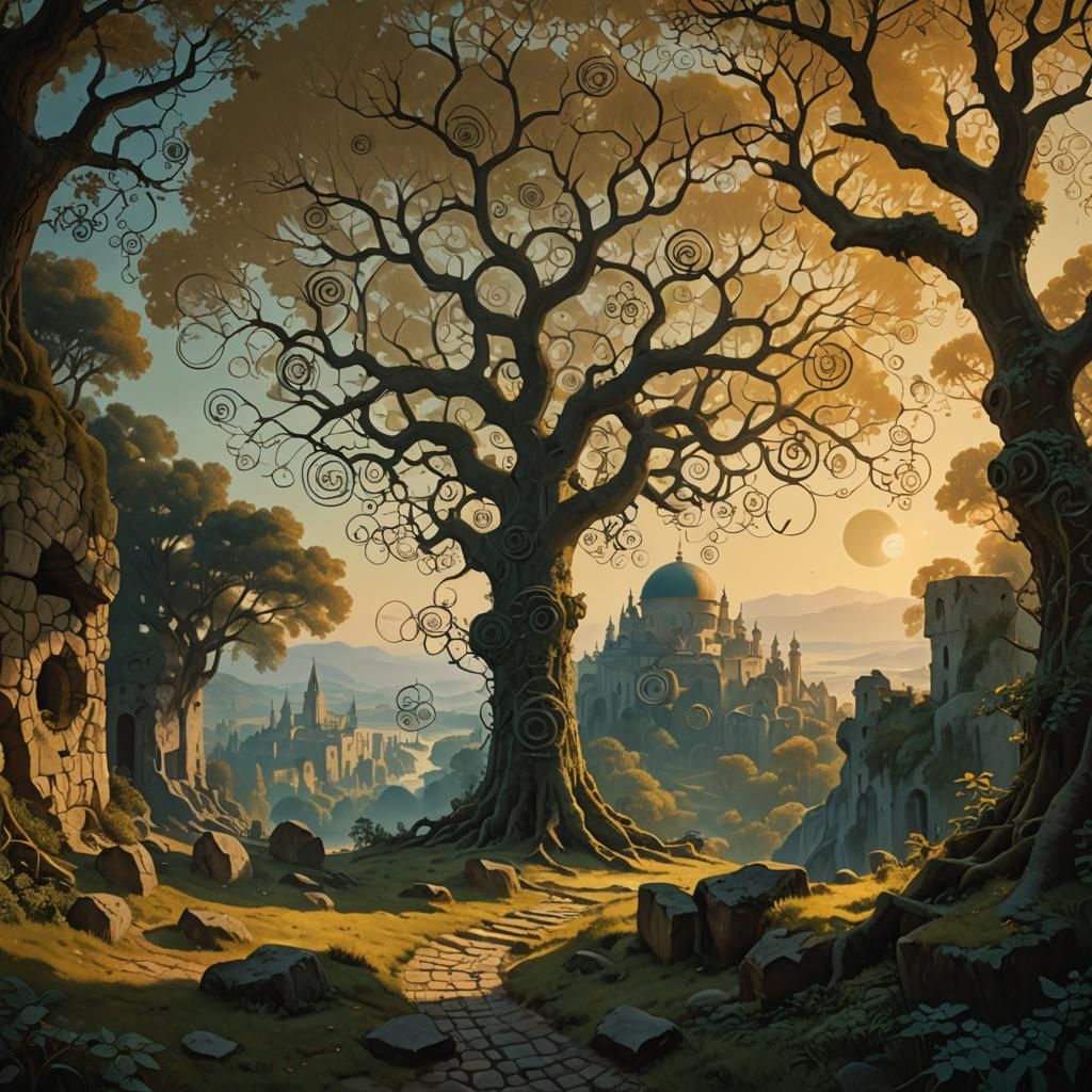 Mystical Stone Circles in Atmospheric Landscape