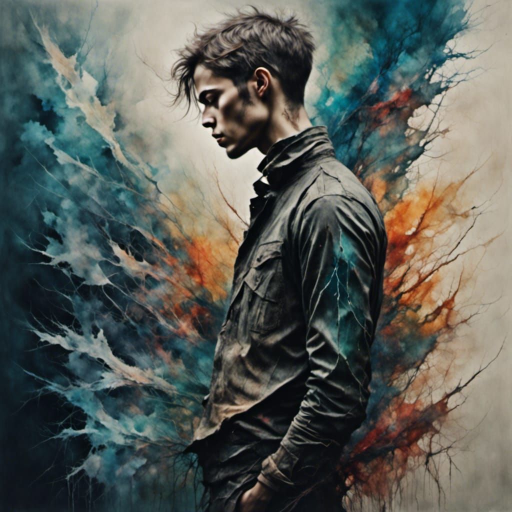 male soldier in color