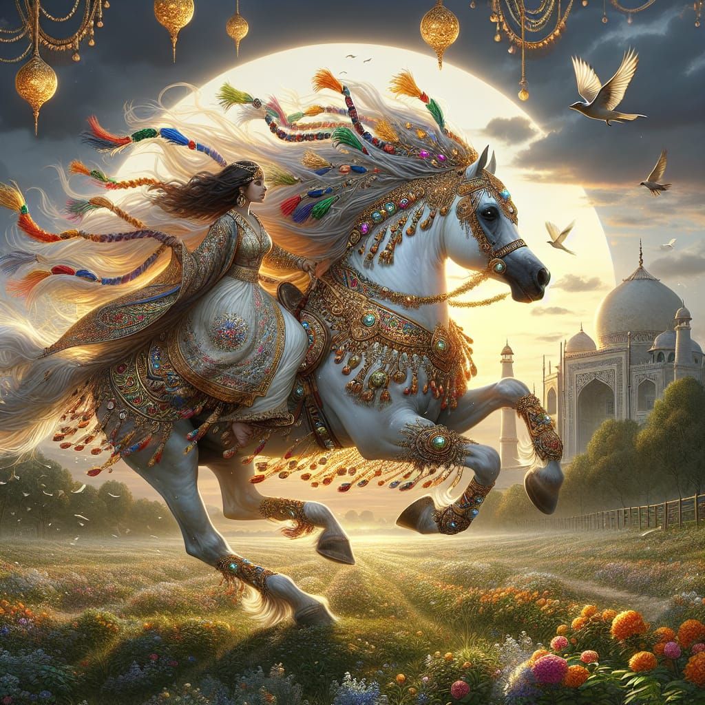 Arabian Horse Ride at Sunrise, Dutch Golden Age Style