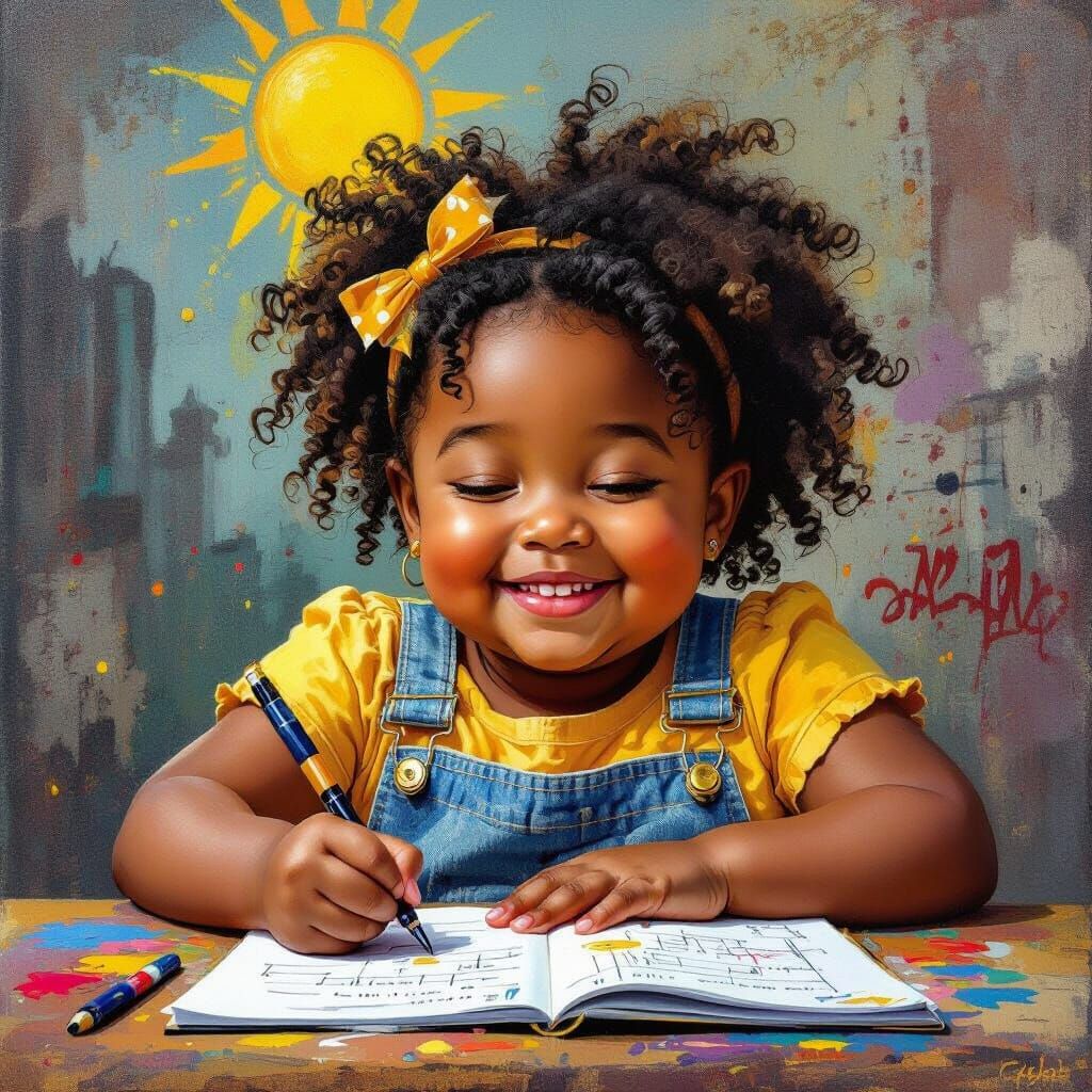 Joyful Girl Studying and Cleaning on a Sunny Sunday